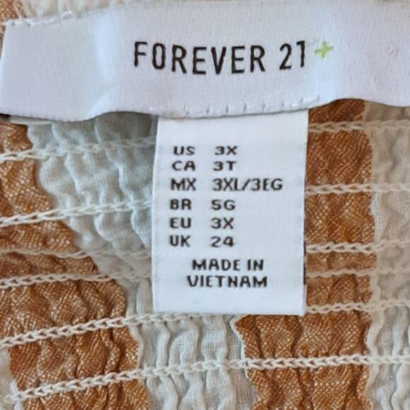 Forever 21 Womens Spaghetti Strap Casual Mini Striped Dress Brown White Sz 3X - Picture 3 of 3